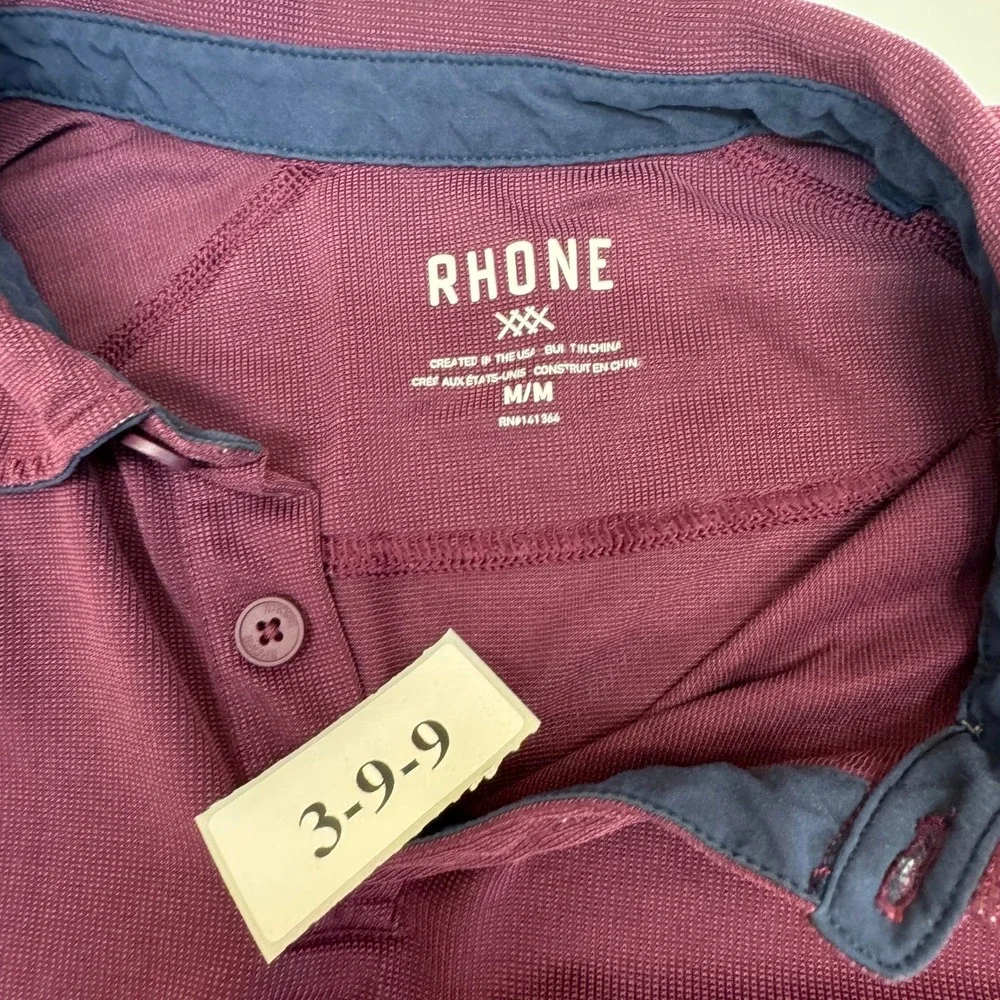 Rhone Polo Shirt Mens Medium Maroon Activewear‎ Performance Golf Gorpcore